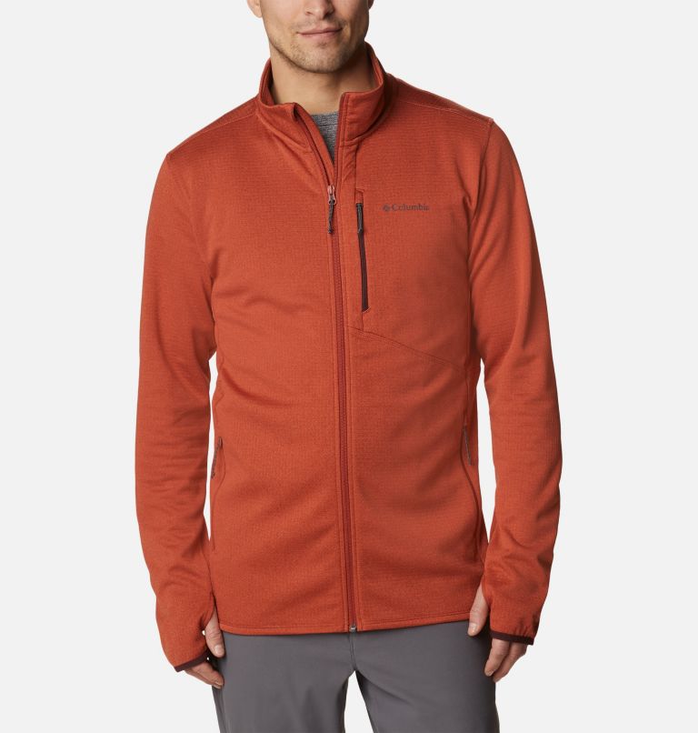 Men's Park View Fleece Jacket, Color: Warp Red Heather, Elderberry, image 1