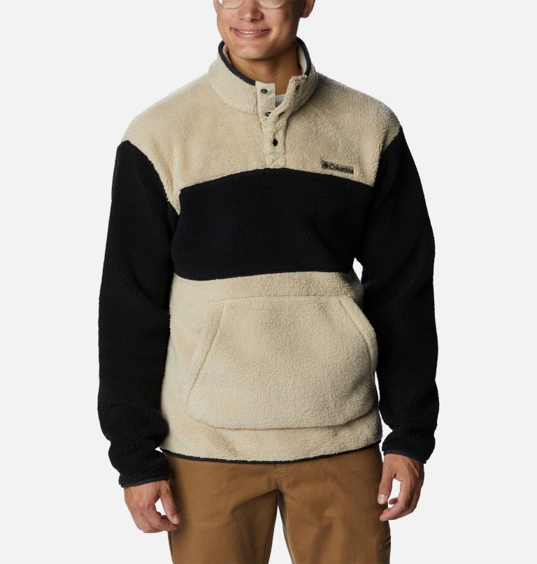 Thumbnail: Men's Rugged Ridge Sherpa Pullover, Color: Ancient Fossil, Black, image 1