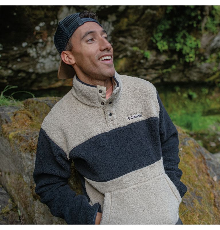 Thumbnail: Men's Rugged Ridge Sherpa Pullover, Color: Ancient Fossil, Black, image 6