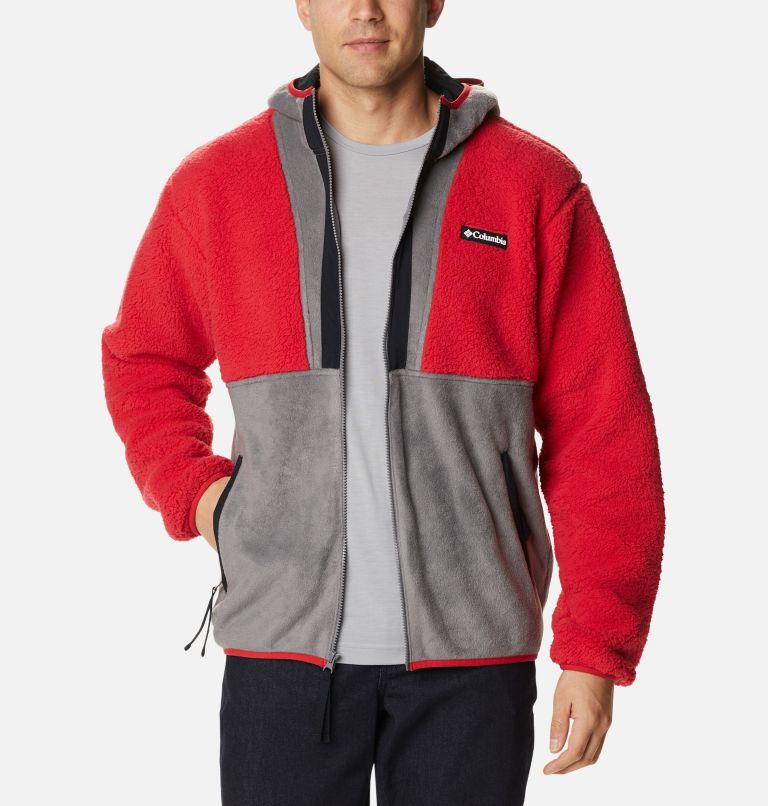 Men's Back Bowl Sherpa Full Zip Hoodie, Color: Mountain Red, City Grey, Black