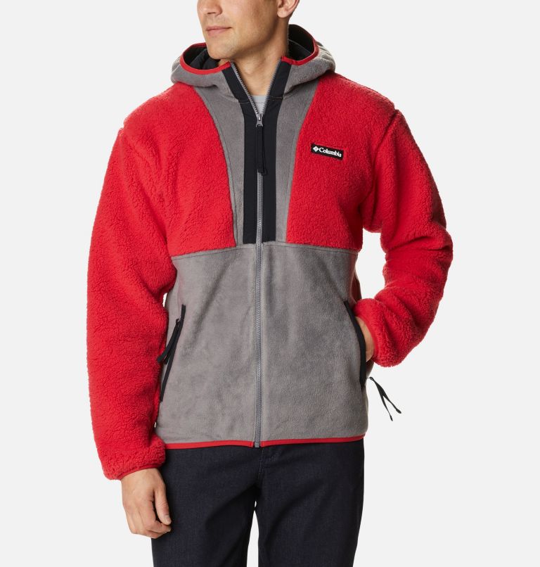 Men's Back Bowl Sherpa Full Zip Hoodie, Color: Mountain Red, City Grey, Black