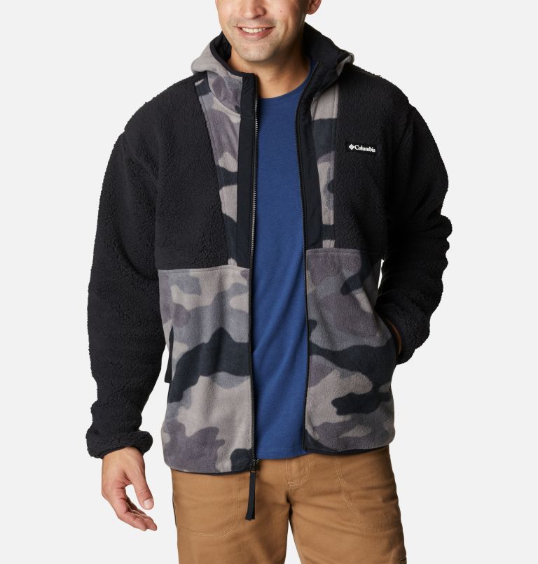 Thumbnail: Men's Backbowl Sherpa Hooded Jacket, Color: Black, Black Mod Camo Print, image 6