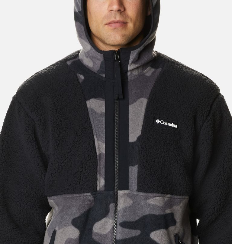 Men's Backbowl Sherpa Hooded Jacket, Color: Black, Black Mod Camo Print, image 4