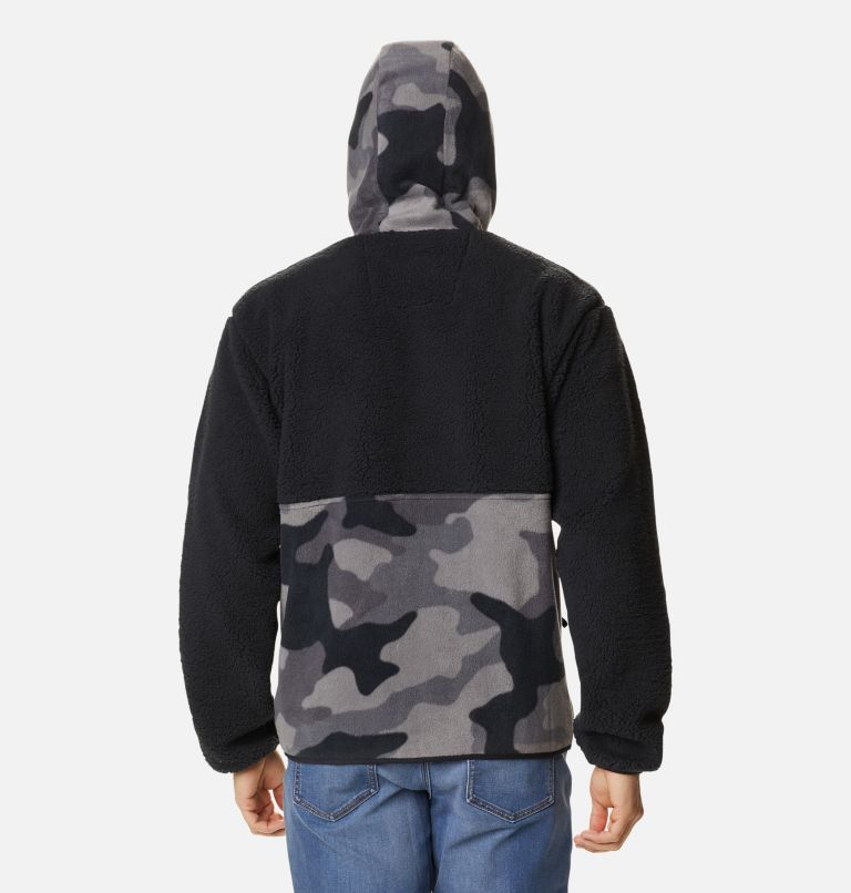 Men's Backbowl Sherpa Hooded Jacket, Color: Black, Black Mod Camo Print, image 2
