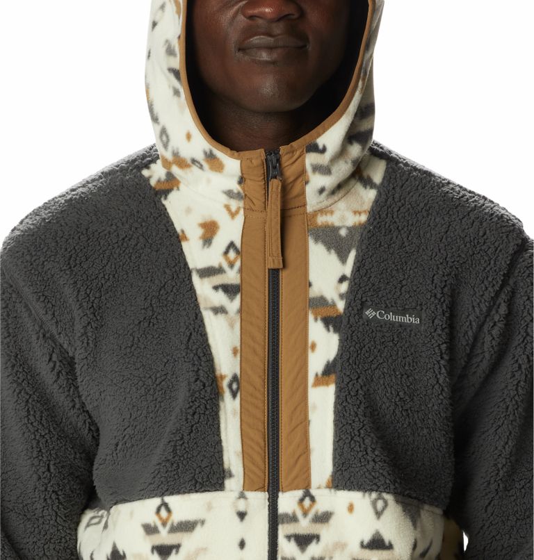 Men's Backbowl Sherpa Hooded Jacket, Color: Shark, Chalk Rocky Mtn Print, image 4