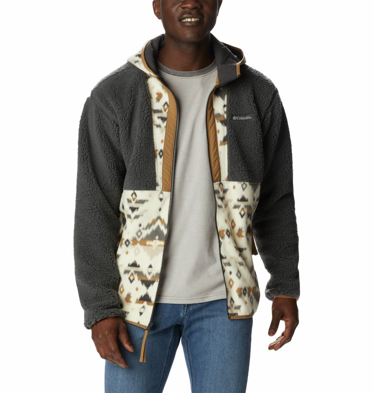 Men's Backbowl Sherpa Hooded Jacket, Color: Shark, Chalk Rocky Mtn Print, image 6