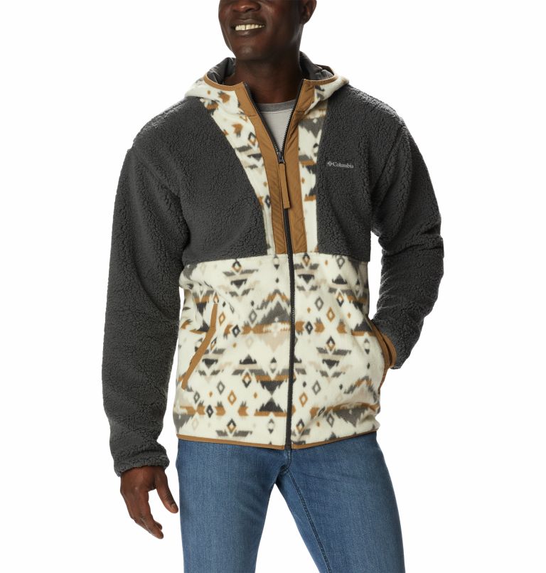 Men's Backbowl Sherpa Hooded Jacket, Color: Shark, Chalk Rocky Mtn Print, image 1