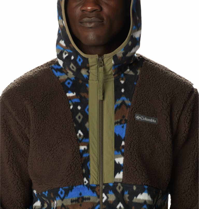 Thumbnail: Polaire Hoodie Sherpa Backbowl Homme, Color: Cordovan, Bright Indigo Rocky Mtn Print, image 4