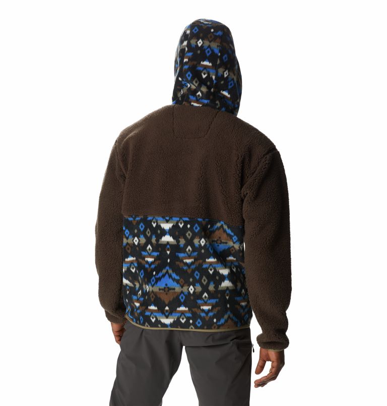 Thumbnail: Polaire Hoodie Sherpa Backbowl Homme, Color: Cordovan, Bright Indigo Rocky Mtn Print, image 2