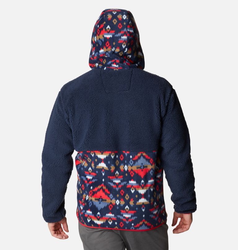 Men's Backbowl Sherpa Hooded Jacket, Color: Coll Navy, Coll Navy Rocky Mtn Print, image 2
