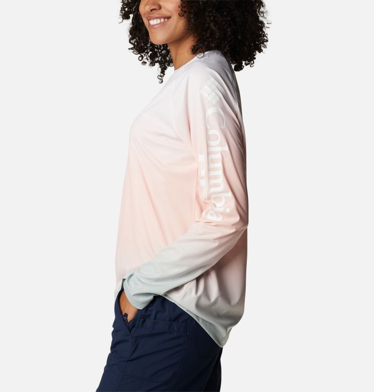 Thumbnail: Women's PFG Tidal Deflector Printed Long Sleeve Shirt, Color: Cool Grey, Sorbet Gradient, image 3