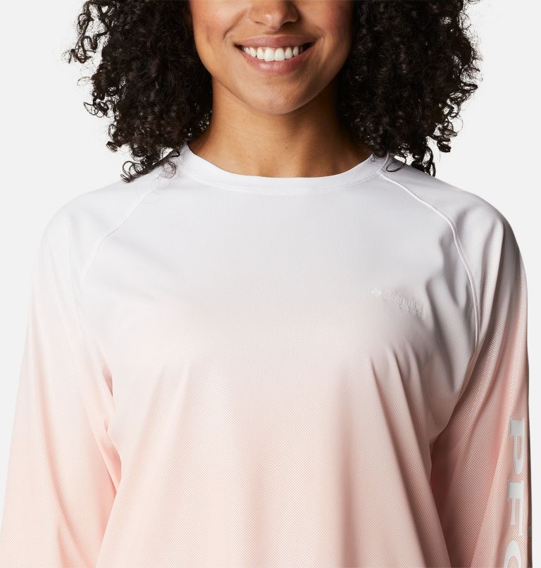 Thumbnail: Women's PFG Tidal Deflector Printed Long Sleeve Shirt, Color: Cool Grey, Sorbet Gradient, image 4