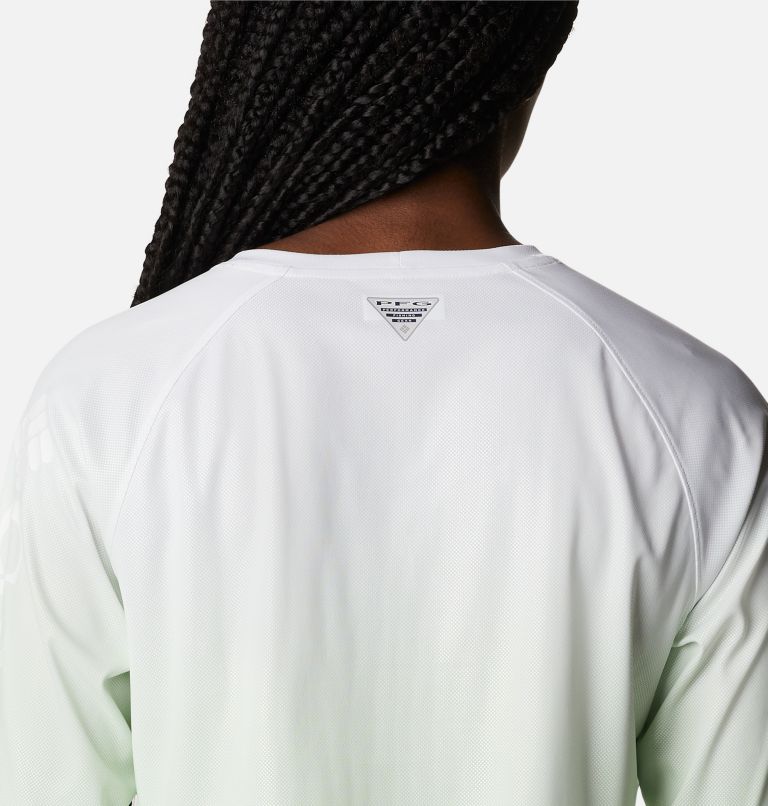 Chandail imprimé à manches longues PFG Tidal Deflector Femme, Color: Light Lime, Deep Marine Gradient, image 5