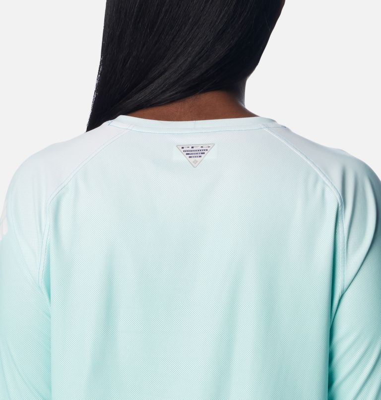 SA Company Women's Performance Long Sleeve Shirt W/ Mesh | White | Tidal Waves | Size L