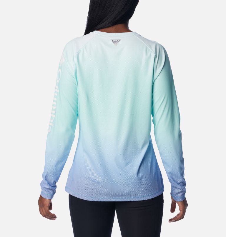 Women's PFG Tidal Deflector Printed Long Sleeve Shirt, Color: Gulf Stream Gradient, image 2