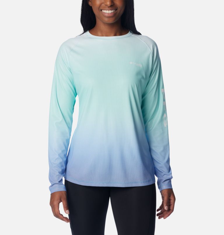 Columbia Women's PFG Tidal Deflector Printed Long Sleeve Shirt - M - Blue