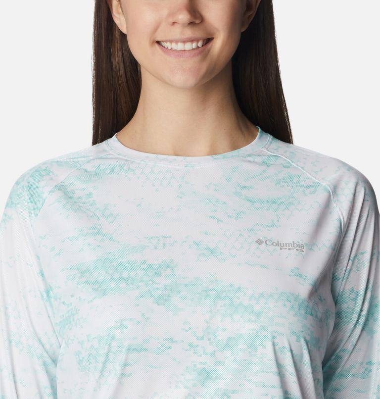 Women's PFG Tidal Deflector Printed Long Sleeve Shirt, Color: Gulf Stream PFG Camo, image 4