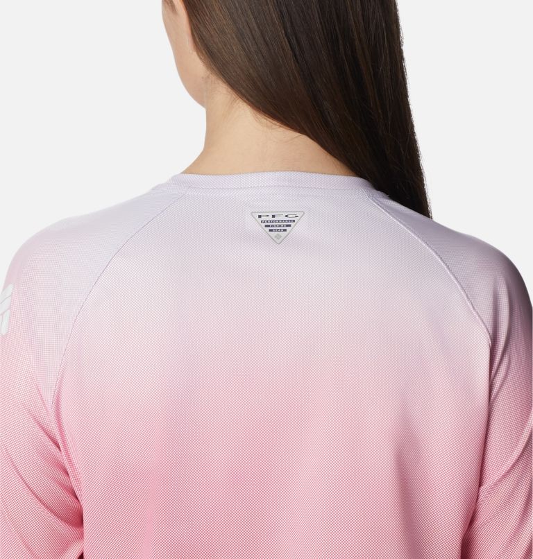 Women's PFG Tidal Deflector Printed Long Sleeve Shirt, Color: Violet Sea Gradient, image 5