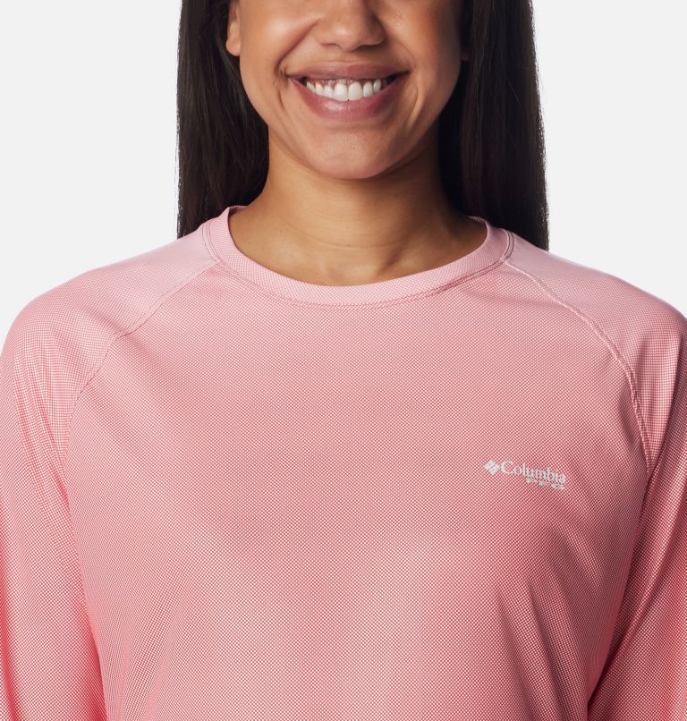 Women's PFG Tidal Deflector Printed Long Sleeve Shirt, Color: Red Spark Gradient, image 4