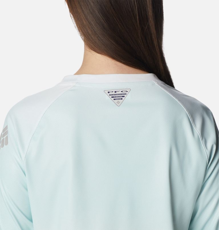 Women's PFG Tidal Deflector Printed Long Sleeve Shirt, Color: Cocoa Butter Gradient, image 5