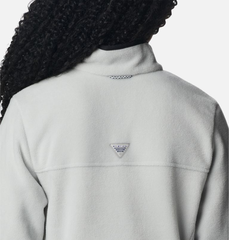 Women's PFG Slack Water Half Zip Fleece Pullover, Color: Cool Grey, Black, image 5