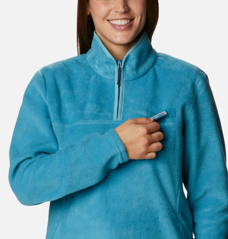 Thumbnail: Women's PFG Slack Water Half Zip Fleece Pullover, Color: Deep Marine, Sea Wave, image 4