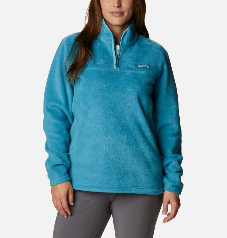 Women's PFG Slack Water Half Zip Fleece Pullover, Color: Deep Marine, Sea Wave, image 1