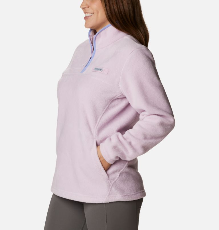 Thumbnail: Women's PFG Slack Water Half Zip Fleece Pullover, Color: Aura, Serenity, image 3