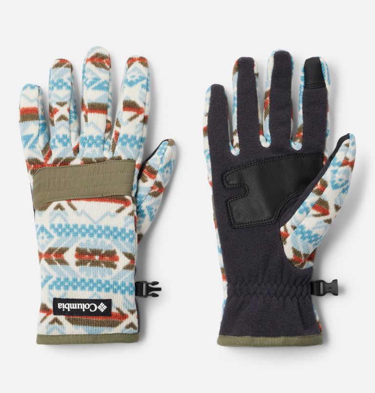 Thumbnail: Men's Sweater Weather Fleece Gloves, Color: Stone Blue Checkered Peaks, image 1