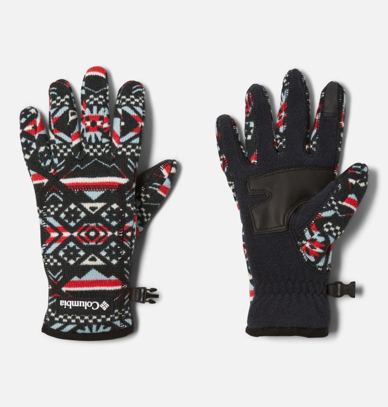 Women's Sweater Weather Fleece Gloves, Color: Red Lily Checkered Peaks, image 1