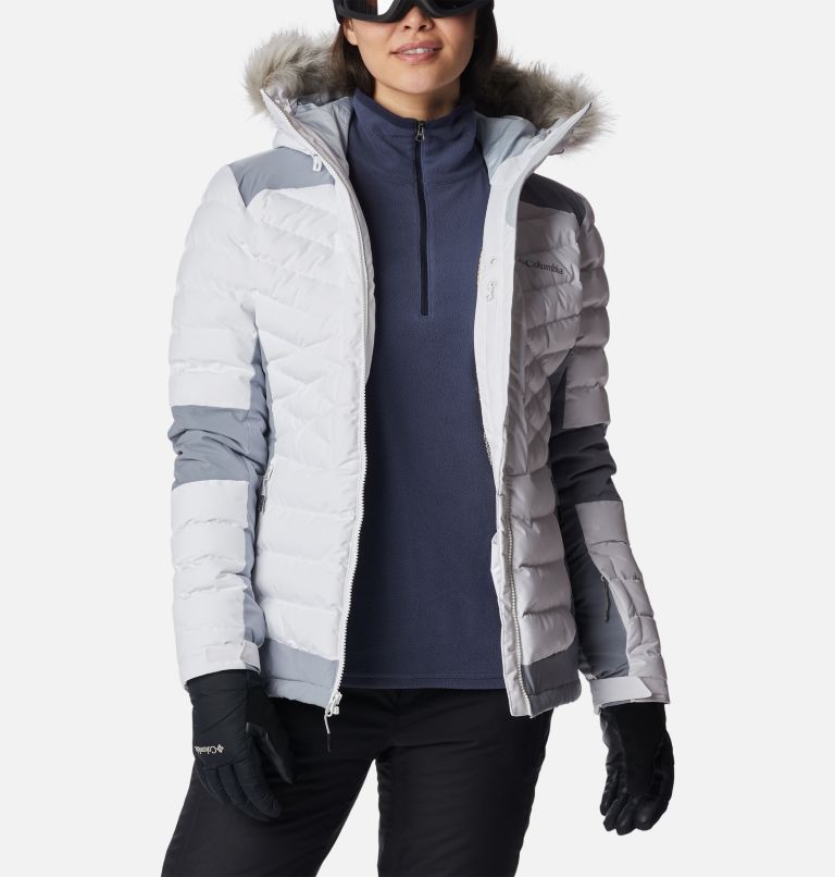 Women's Bird Mountain Omni-Heat Infinity Insulated Jacket, Color: White, Tradewinds Grey, image 11