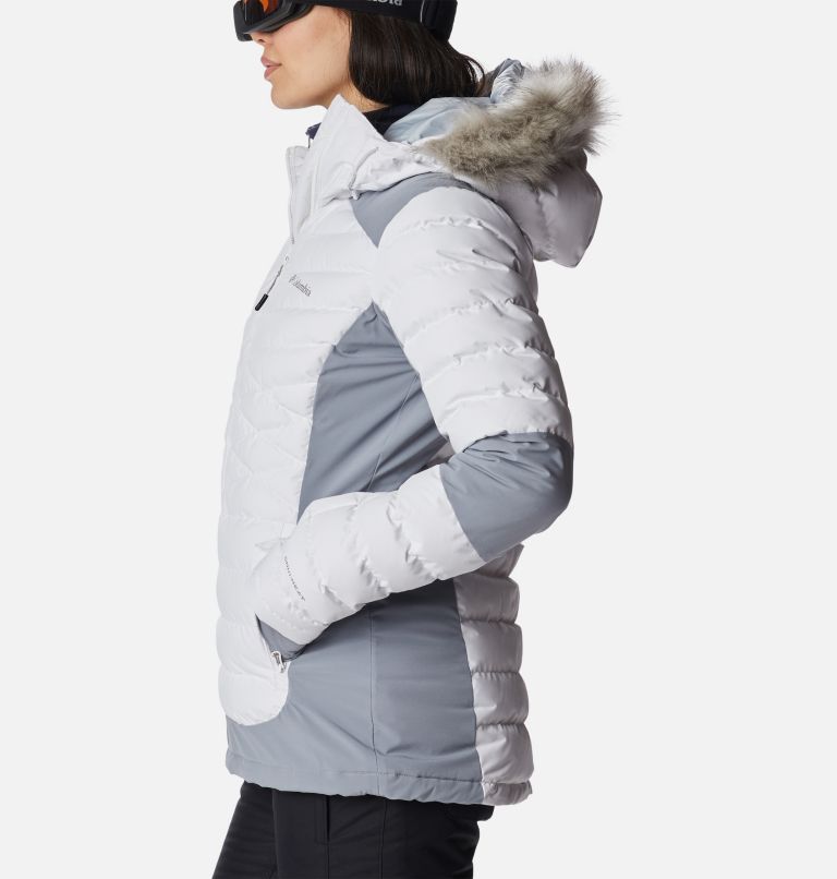 Thumbnail: Women's Bird Mountain Ski Synthetic Down Jacket, Color: White, Tradewinds Grey, image 3