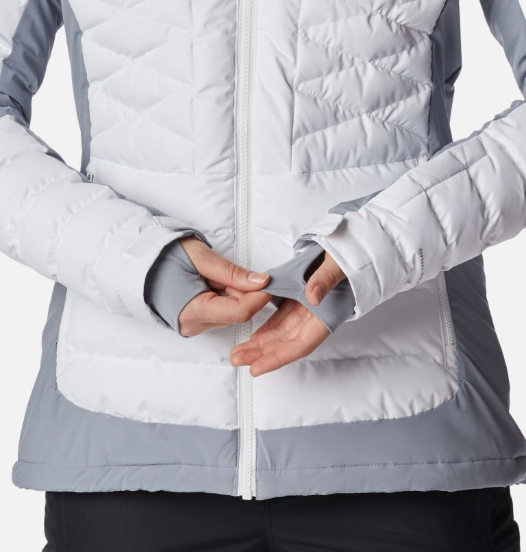 Women's Bird Mountain Ski Synthetic Down Jacket, Color: White, Tradewinds Grey, image 8