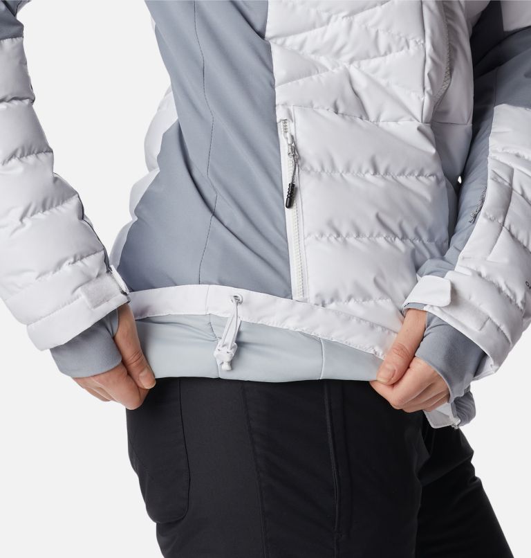 Women's Bird Mountain Ski Synthetic Down Jacket, Color: White, Tradewinds Grey, image 9