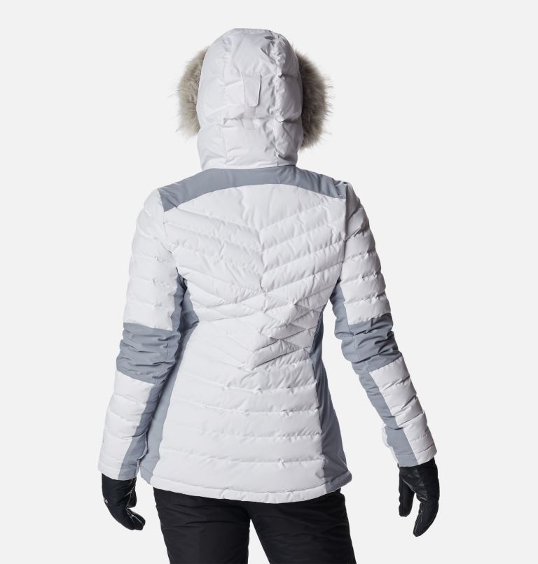 Women's Bird Mountain Ski Synthetic Down Jacket, Color: White, Tradewinds Grey, image 2