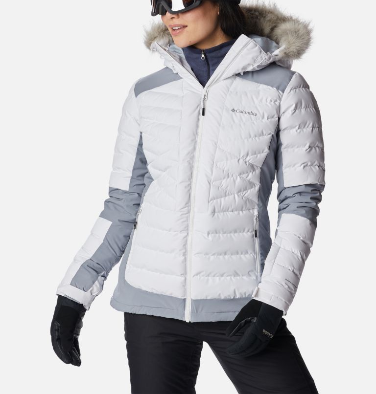 Thumbnail: Bird Mountain isolierte Ski Jacke für Frauen, Color: White, Tradewinds Grey, image 1
