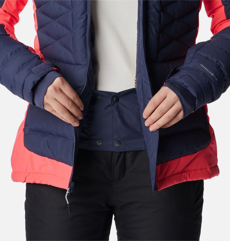 Women's Bird Mountain Ski Synthetic Down Jacket, Color: Nocturnal, Neon Sunrise, image 12