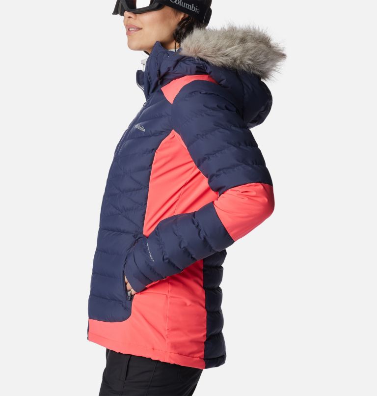 Women's Bird Mountain Ski Synthetic Down Jacket, Color: Nocturnal, Neon Sunrise, image 3