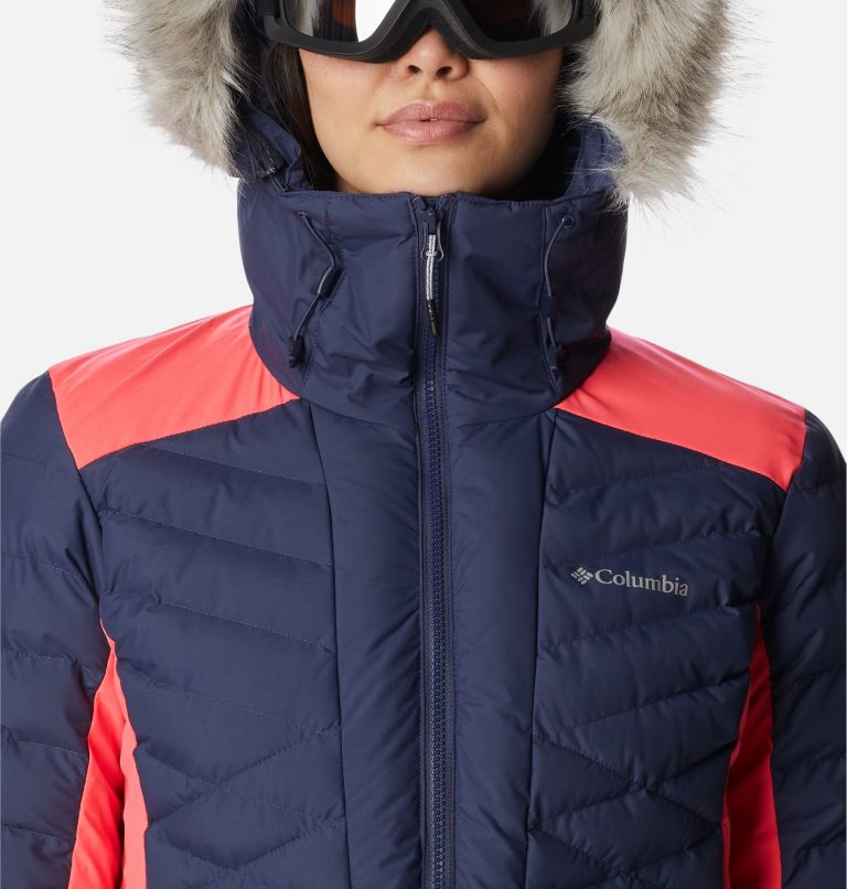 Women's Bird Mountain Ski Synthetic Down Jacket, Color: Nocturnal, Neon Sunrise, image 4