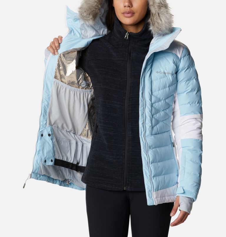 Thumbnail: Women's Bird Mountain Insulated Ski Jacket, Color: Spring Blue, White, image 5