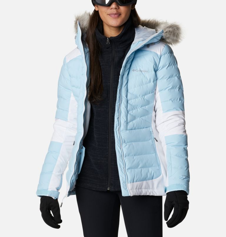 Women's Bird Mountain Insulated Ski Jacket, Color: Spring Blue, White, image 11