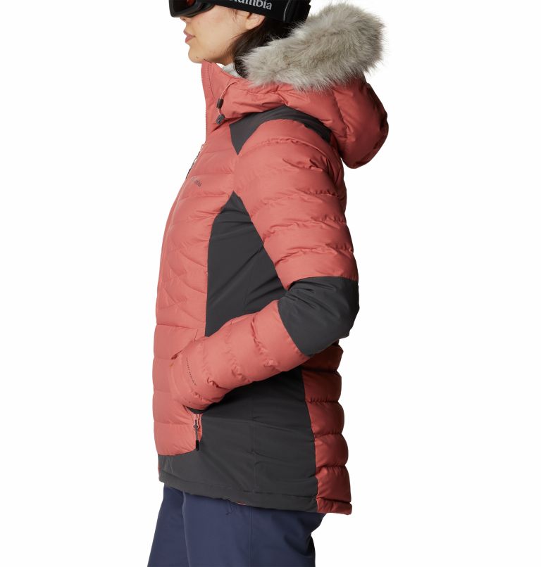 Women's Bird Mountain Ski Synthetic Down Jacket, Color: Dark Coral, Shark, image 4
