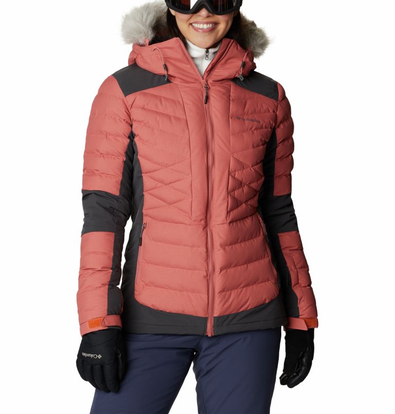 Thumbnail: Women's Bird Mountain Ski Synthetic Down Jacket, Color: Dark Coral, Shark, image 1