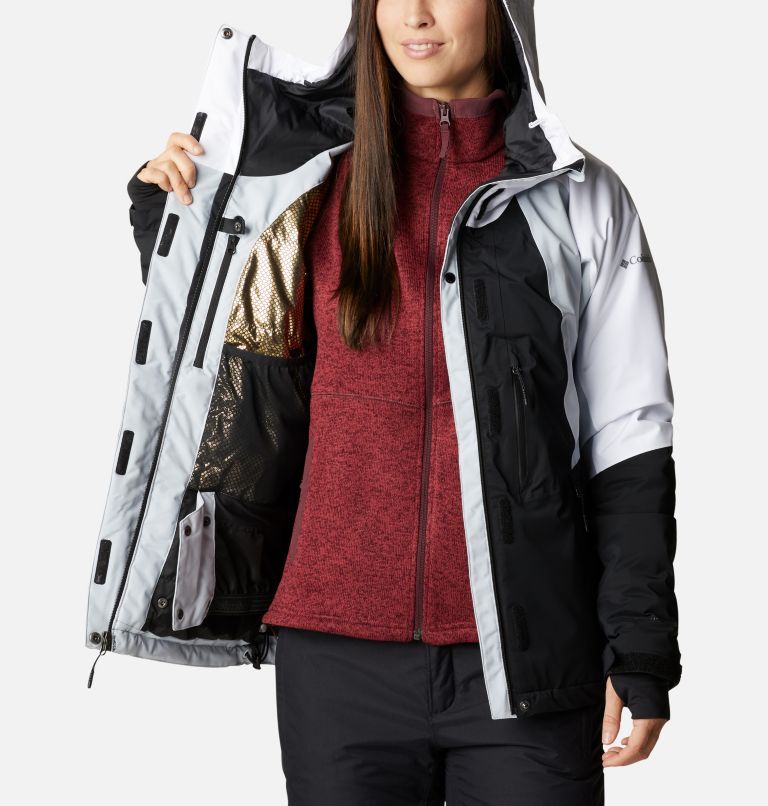 Women's Glacier View Waterproof Ski Jacket, Color: Black, Cirrus Grey, White, image 5