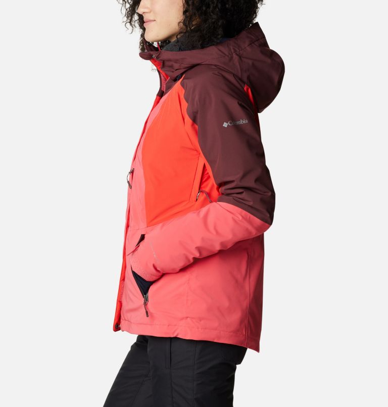Thumbnail: Women's Glacier View Waterproof Ski Jacket, Color: Bright Geranium, Bold Orange, Malbec, image 3