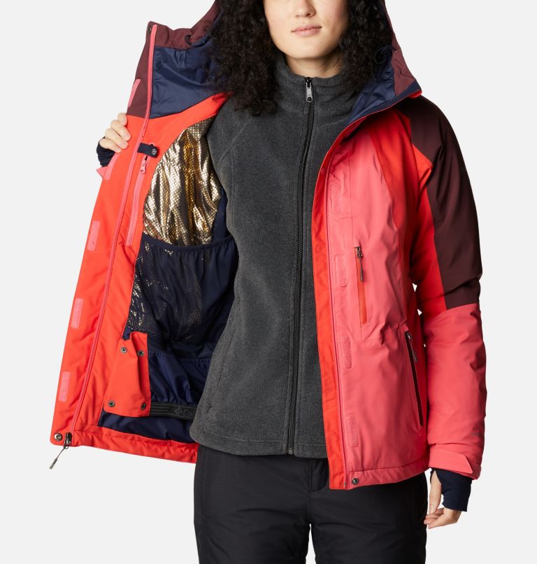 Thumbnail: Women's Glacier View Waterproof Ski Jacket, Color: Bright Geranium, Bold Orange, Malbec, image 5