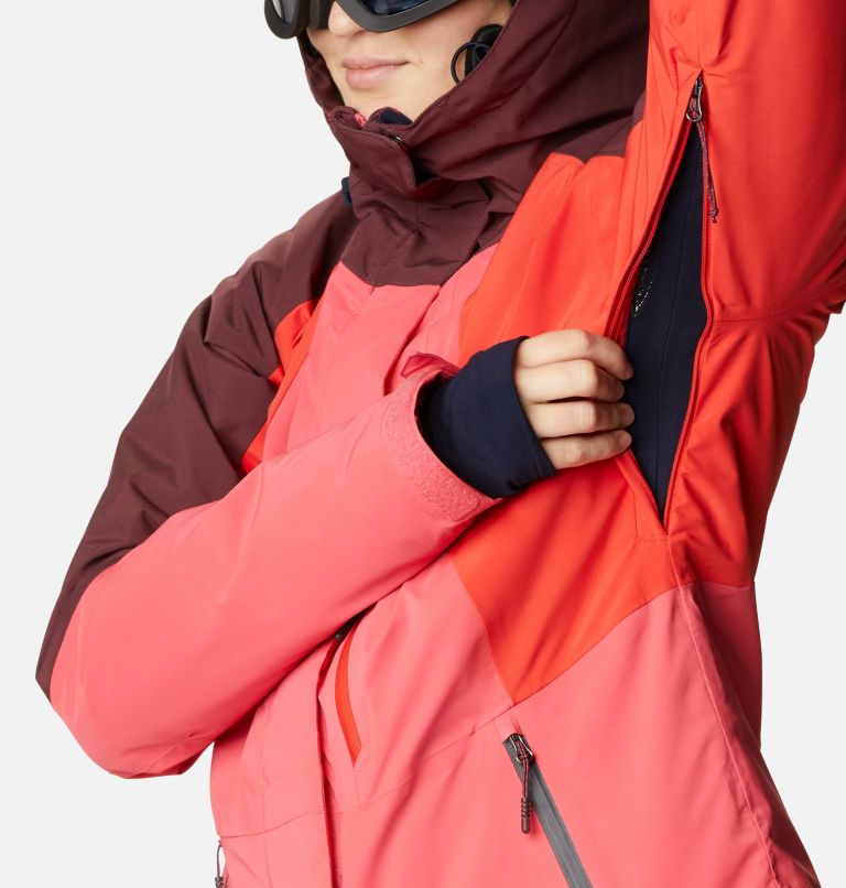 Thumbnail: Veste de Ski Imperméable Glacier View Femme, Color: Bright Geranium, Bold Orange, Malbec, image 8