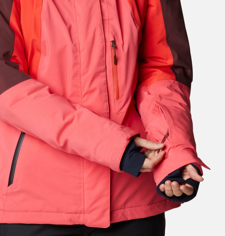 Women's Glacier View Waterproof Ski Jacket, Color: Bright Geranium, Bold Orange, Malbec, image 9