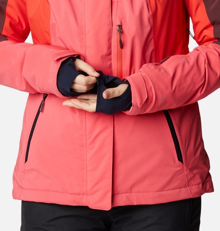 Women's Glacier View Waterproof Ski Jacket, Color: Bright Geranium, Bold Orange, Malbec, image 10