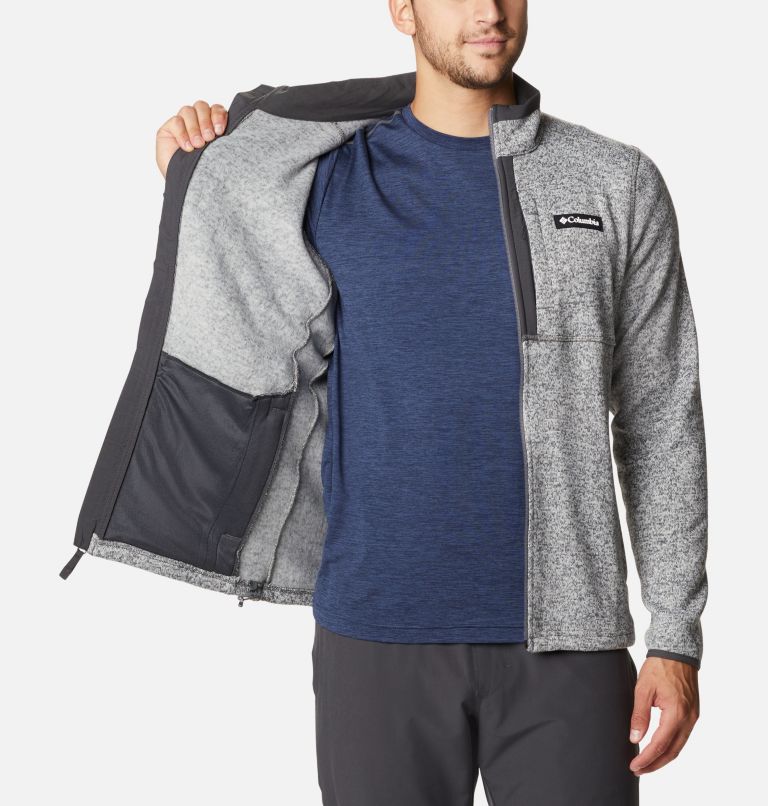 Thumbnail: Men's Sweater Weather Fleece Full Zip Jacket, Color: City Grey Heather, image 5